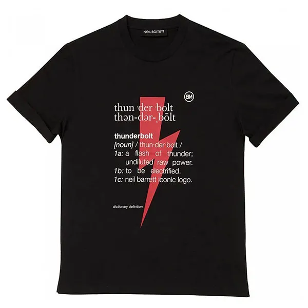 Áo Thun Nam Neil Barrett T-Shirt Black Viền Tay PBJT897S Q514S Màu Đen Size M
