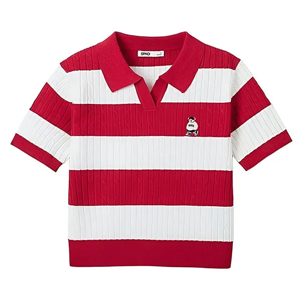 Áo Polo Nữ Spao Cable Half Open Half Sleeve Knit T-Shirt SPKWF24G51-RD Màu Đỏ Size S - Thời trang - Vua Hàng Hiệu