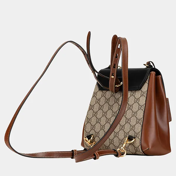Balo Gucci Black/Brown GG Supreme Padlock Backpack Màu Nâu Đen - Túi xách - Vua Hàng Hiệu