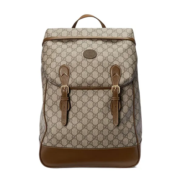 Balo Gucci GG Interlocking Supreme Drawstring Backpack Màu Be Nâu - Túi xách - Vua Hàng Hiệu