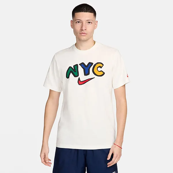 Bộ Quần Áo Cộc Tay Nam Nike NYC Graphic Màu Trắng/Xanh Navy Size S (Form Âu)
