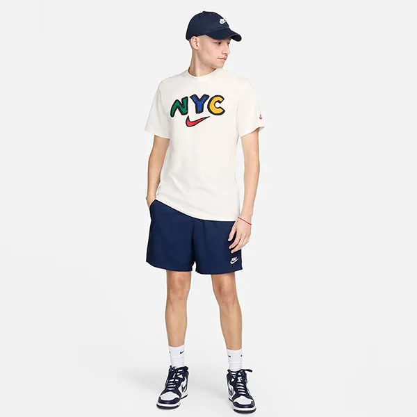 Bộ Quần Áo Cộc Tay Nam Nike NYC Graphic Màu Trắng/Xanh Navy Size S (Form Âu)