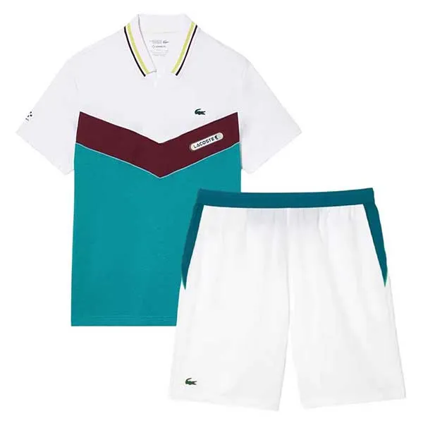 Bộ Tennis/pickleball Nam Lacoste DH1099 Q7I/ GH9354 XGB Màu Xanh Phối Trắng Size 2