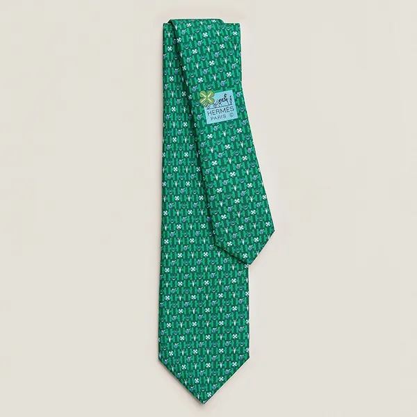 Cà Vạt Nam Hermès Silk Twill Tie Green Màu Xanh Lá