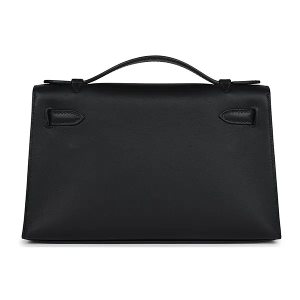 Cặp Xách Tay Hermès Kelly Pochette Black Swift Gold Hardware Màu Đen