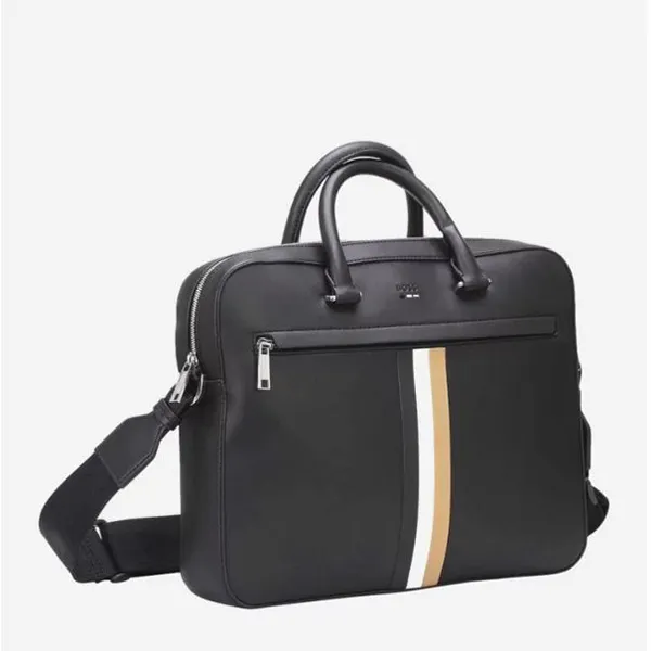 Cặp Xách Tay Nam Hugo Boss Elegancka Teczka Na Dokumenty Z Paskami Czarny Màu Đen - Túi xách - Vua Hàng Hiệu