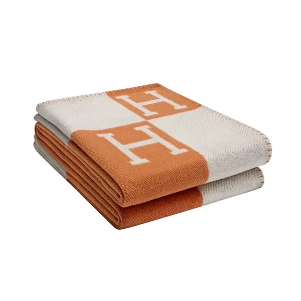 Chăn Hermès HM Avalon Throw Blanket Écru / Potiron Màu Cam - Chăn - Gối - Vua Hàng Hiệu