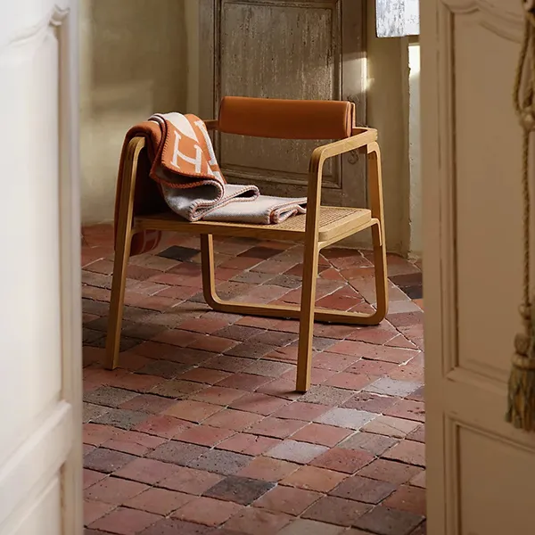 Chăn Hermès HM Avalon Throw Blanket Écru / Potiron Màu Cam - Chăn - Gối - Vua Hàng Hiệu