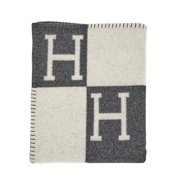 Chăn Hermès HM Avalon Throw Blanket Màu Xám Kem