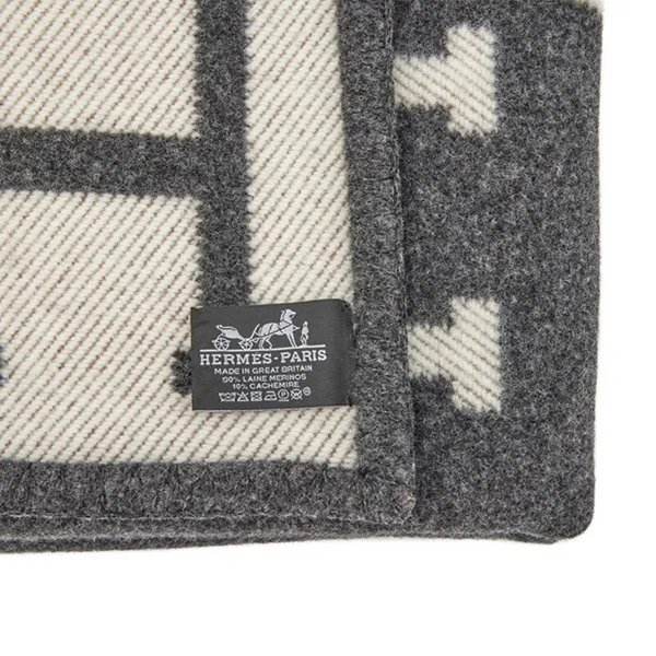 Chăn Hermès HM Avalon Throw Blanket Màu Xám Kem