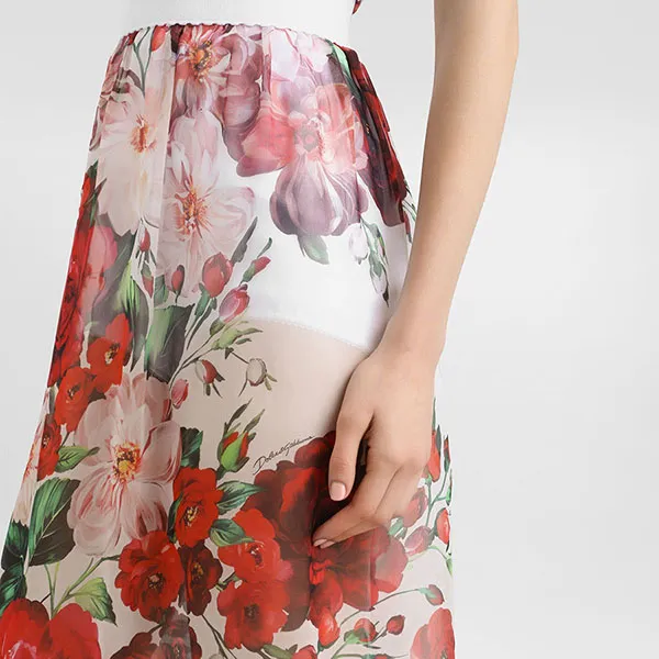 Chân Váy Nữ Dolce & Gabbana D&G Rose-Print Chiffon Calf-Length Skirt F4BBOTIS1Y6 HA5PD Phối Màu Size 42 - Thời trang - Vua Hàng Hiệu