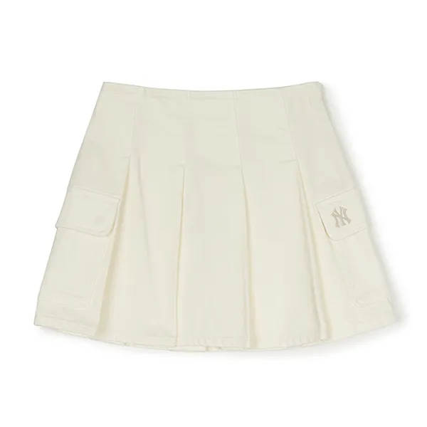Chân Váy Xếp Ly Nữ MLB Basic Pleated Cargo Denim Skirt New York Yankees 3FDSB0153-50CRS Màu Kem