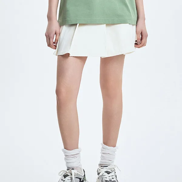 Chân Váy Xếp Ly Nữ MLB Basic Pleated Cargo Denim Skirt New York Yankees 3FDSB0153-50CRS Màu Kem