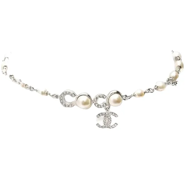 Dây Chuyền Nữ Chanel Chocker CC Pearls Màu Trắng