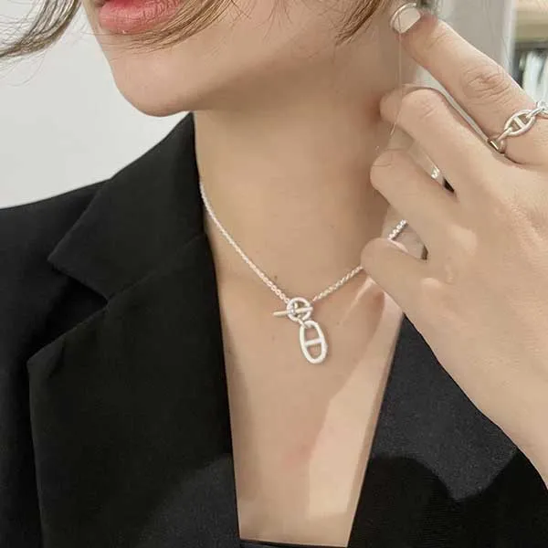 Dây Chuyền Nữ Hermès Chaine D'ancre Pendant Màu Bạc