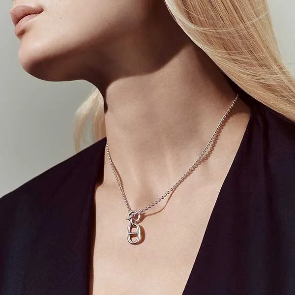Dây Chuyền Nữ Hermès Chaine D'ancre Pendant Màu Bạc