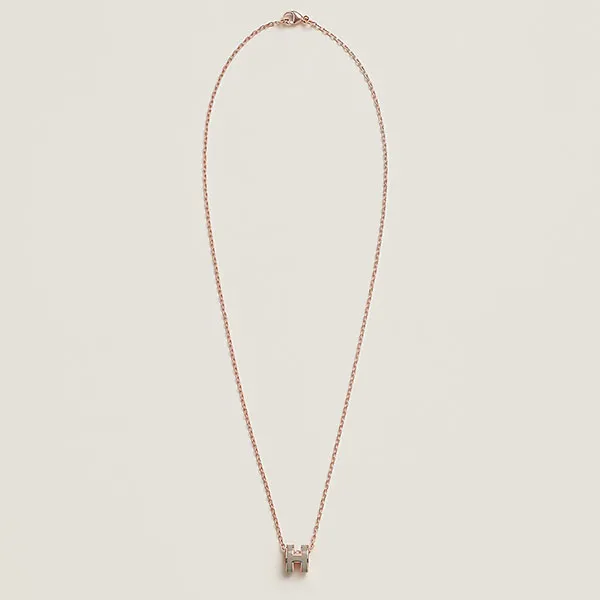 Dây Chuyền Nữ Hermès Mini Pop H Pendant Blanc Marron Glacé H147992FO55 Màu Nâu