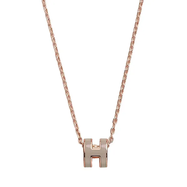 Dây Chuyền Nữ Hermès Mini Pop H Pendant Blanc Marron Glacé H147992FO55 Màu Nâu