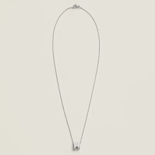 Dây Chuyền Nữ Hermès Mini Pop H Pendant Blanc Màu Bạc Trắng