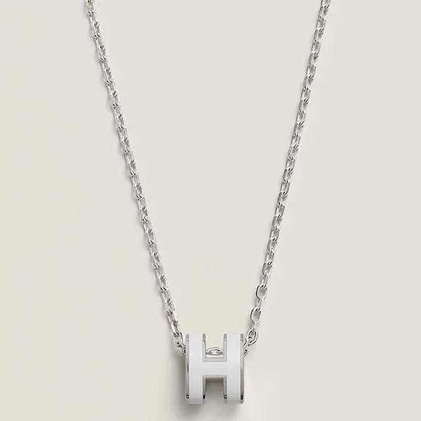 Dây Chuyền Nữ Hermès Mini Pop H Pendant Blanc Màu Bạc Trắng