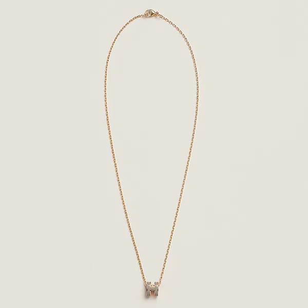 Dây Chuyền Nữ Hermès Mini Pop H Pendant Marron Glacé Màu Vàng