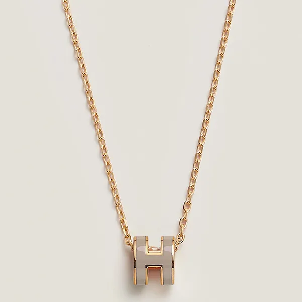 Dây Chuyền Nữ Hermès Mini Pop H Pendant Marron Glacé Màu Vàng