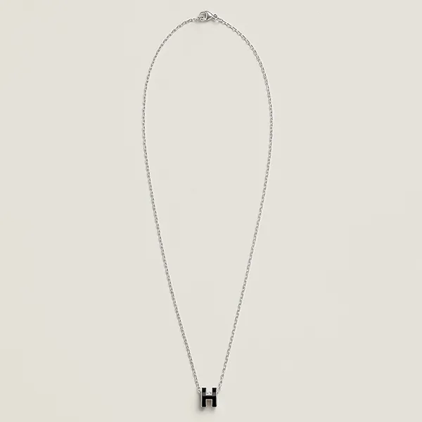 Dây Chuyền Nữ Hermès Mini Pop H Pendant Noir Màu Bạc Đen