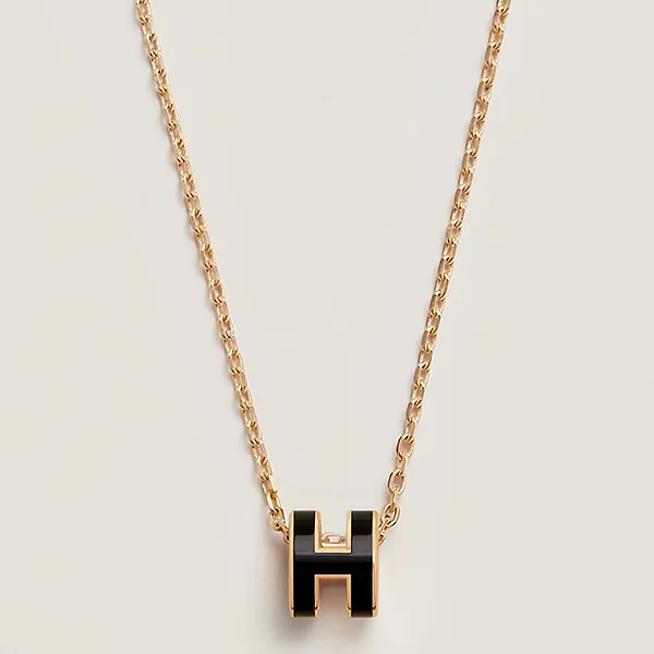 Dây Chuyền Nữ Hermès Mini Pop H Pendant Noir Màu Vàng Đen