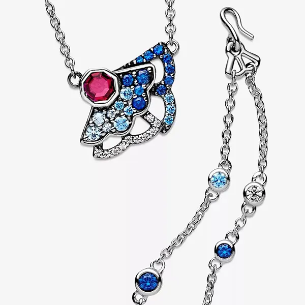 Dây Chuyền Nữ Pandora Blue/ Red Ruby Fan Y-Necklace 398183SRUMX Màu Xanh Bạc C_QP