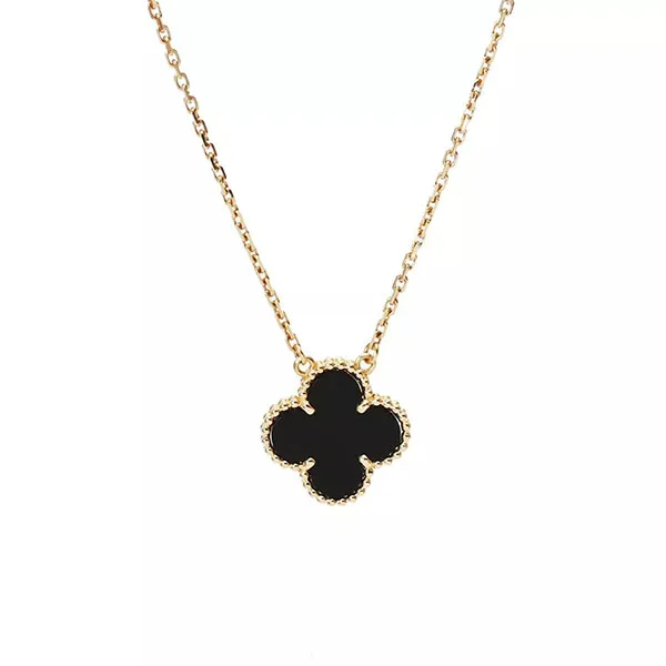 Dây Chuyền Nữ Van Cleef & Arpels Vintage Alhambra Old Model Màu Đen - Vàng