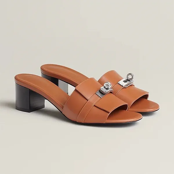 Dép Cao Gót Nữ Hermès Gigi 50 Sandal Naturel Nâu Bò Size 35 - Dép - Vua Hàng Hiệu