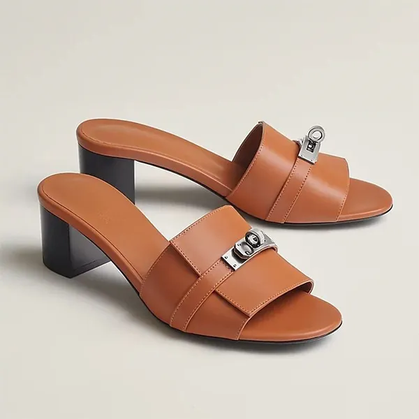 Dép Cao Gót Nữ Hermès Gigi 50 Sandal Naturel Nâu Bò Size 35 - Dép - Vua Hàng Hiệu