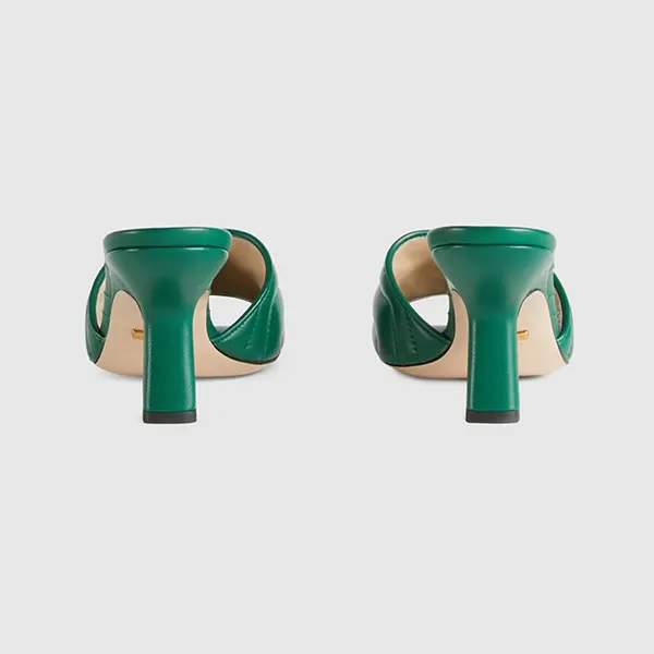 Dép Cao Gót Nữ Gucci Double G Slide Sandal Emerald Green 674839 BKO00 3120 Màu Xanh Lá Size 35