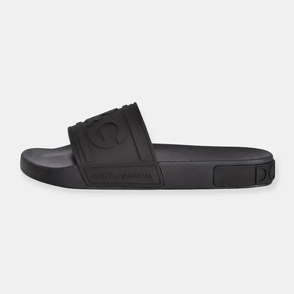 Dép Dolce & Gabbana D&G Logo Slides Embossed Rubber CS1786AX3898B956 Màu Đen Size 39