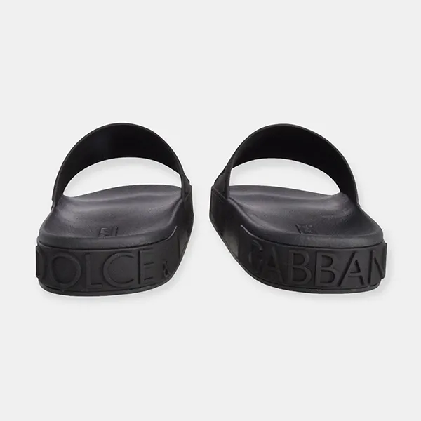 Dép Dolce & Gabbana D&G Logo Slides Embossed Rubber CS1786AX3898B956 Màu Đen Size 39