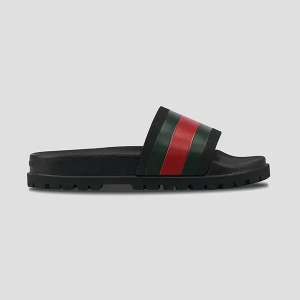 Dép Nam Gucci Webb Rubber Slide Sandal 429469 GIB10 1098 Màu Đen Size 39 - Dép - Vua Hàng Hiệu