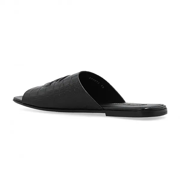 Dép Nam Dolce & Gabbana D&G In Black Leather With A Crocodile Skin Effect A80272 AC606 80999 Màu Đen Size 39