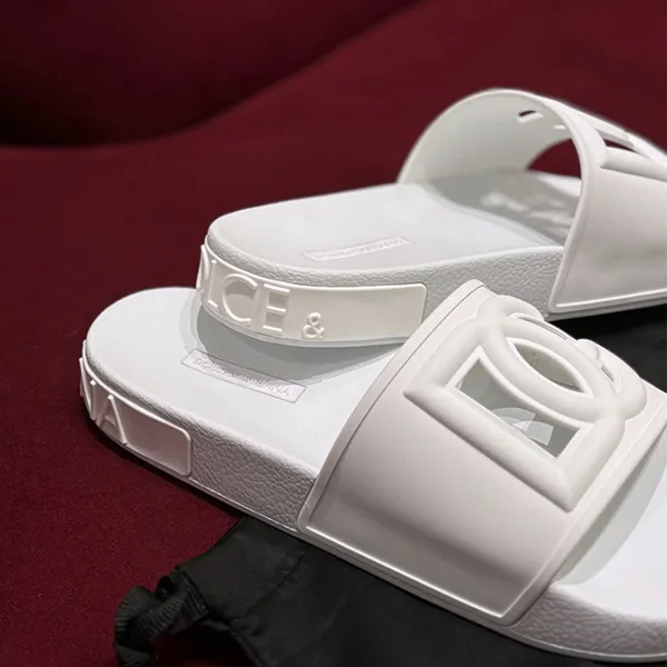 Dép Nam Dolce & Gabbana D&G White Millennials Beachwear Sliders CS1886 AO666 8B930 Màu Trắng Size 39