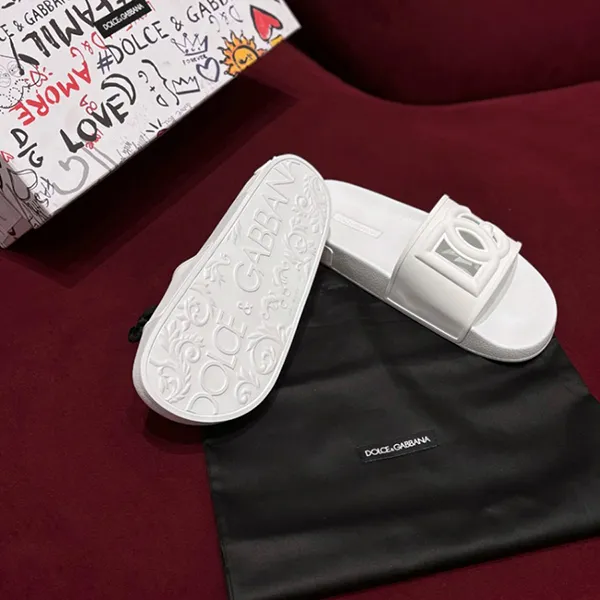 Dép Nam Dolce & Gabbana D&G White Millennials Beachwear Sliders CS1886 AO666 8B930 Màu Trắng Size 39