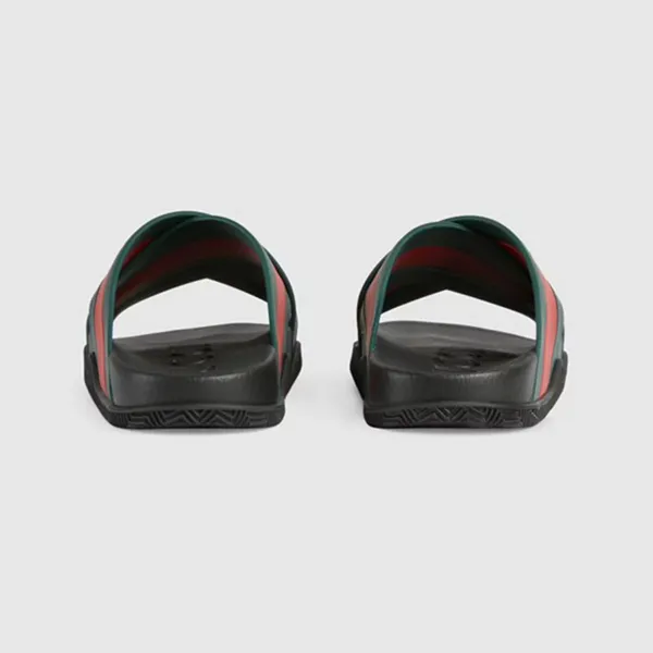 Dép Nam Gucci Rubber Slide Sandal With Web Black Phối Màu Size 38