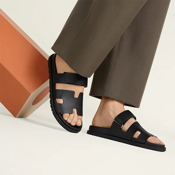 Dép Nam Hermès Chypre Sandal Black Màu Đen Size 41 - Dép - Vua Hàng Hiệu
