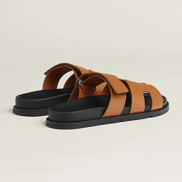 Dép Nam Hermès Chypre Sandal Màu Nâu Đen Size 41