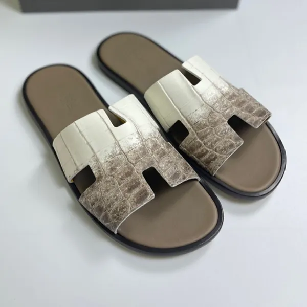 Dép Nam Hermès Imir HM Himalaya Sandals Màu Nâu Sữa Size 43