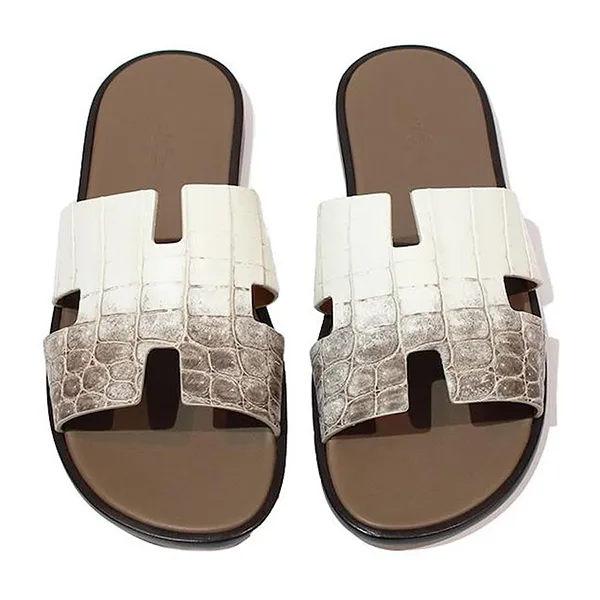 Dép Nam Hermès Imir HM Himalaya Sandals Màu Nâu Sữa Size 43