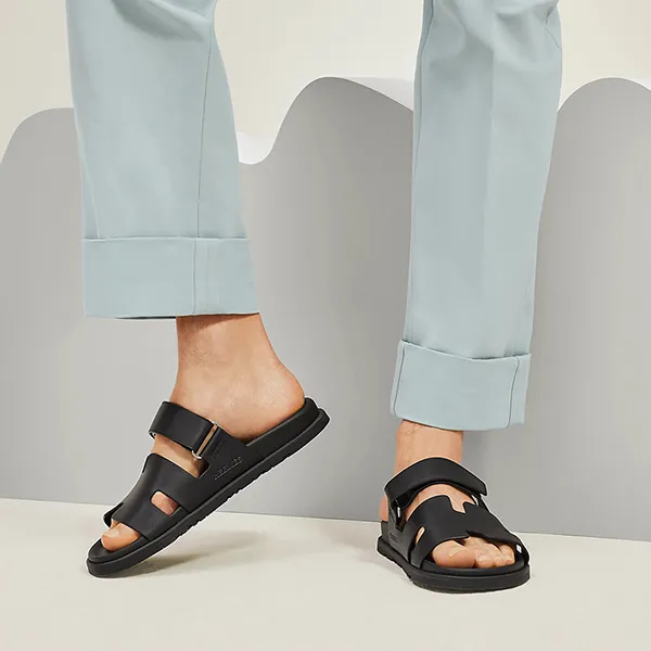 Dép Nam Hermès Sandal Chypre Màu Đen Size 42