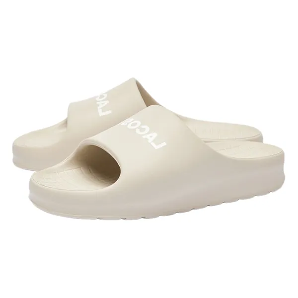 Dép Nam Lacoste Men's Branded Serve Slide 47CMA0015 18C Màu Kem Size 39.5