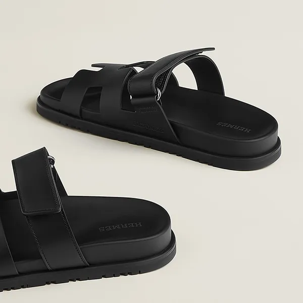 Dép Nữ Hermès Chypre Sandal Noir Màu Đen Size 34.5