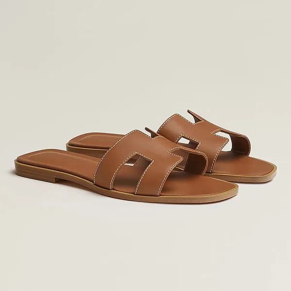Dép Nữ Hermès Oran Sandal Gold H021056Z 03340 Màu Nâu Size 36