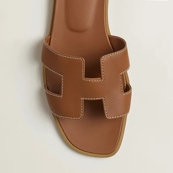 Dép Nữ Hermès Oran Sandal Gold H021056Z 03340 Màu Nâu Size 36
