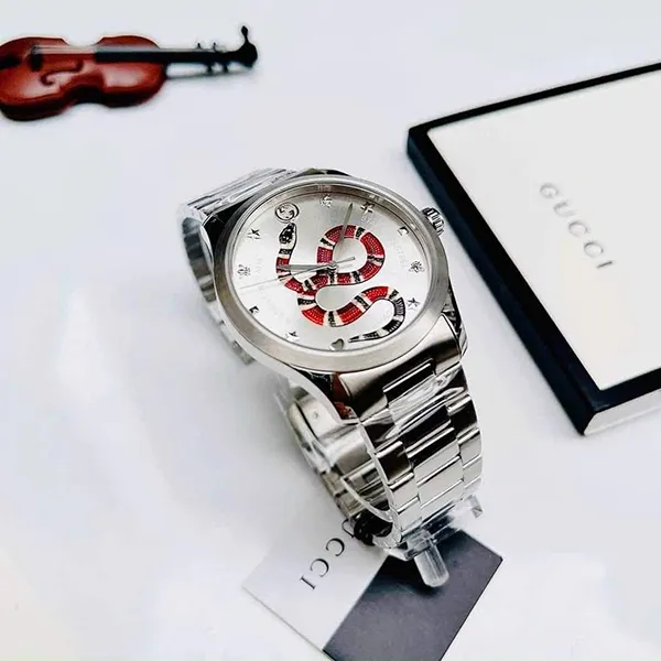 Đồng Hồ Gucci G-Timeless Silver Dial With Snake Motif YA1264076 126MD Màu Bạc